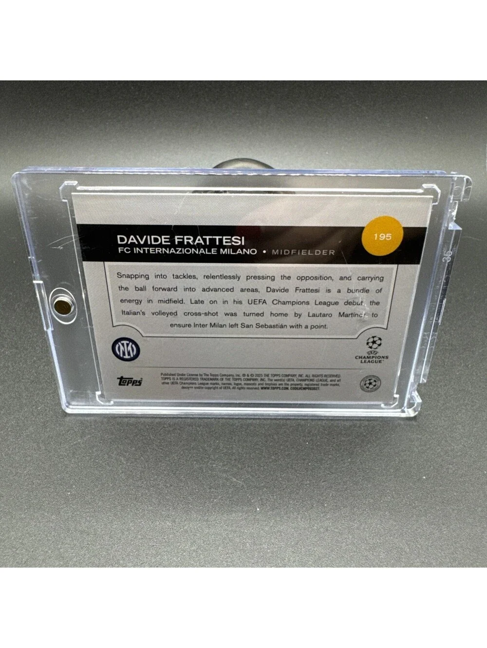 Davide Frattesi Topps Chrome No. 195 - 2025 with Protector